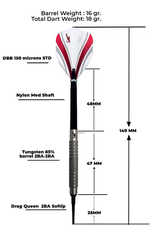 Dardos DBB Standart A 85% tungsteno 18 gr.
