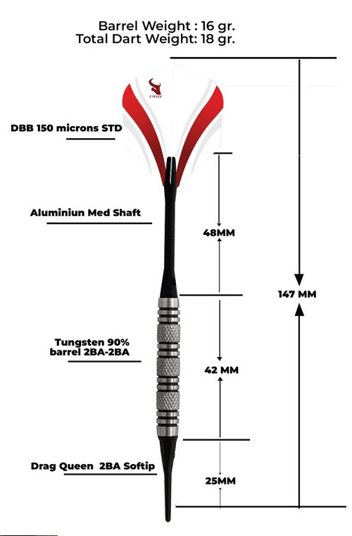 DBB Nightmare 90% Softip darts 18 gr.