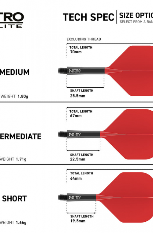 Plumas RedDragon NitroFlite Cortas nº2  Negro/Rojo