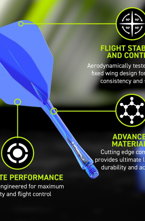 Plumas Winmau Fusion Cortas  Shape Nº6 Azul