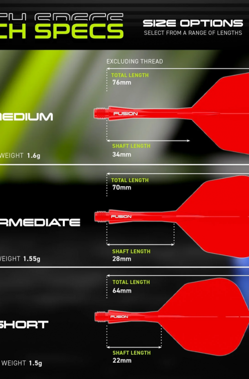 Plumas Winmau Fusion Cortas Shape Nº6 Rojo
