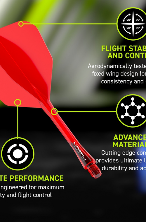 Plumas Winmau Fusion Cortas Shape Nº6 Rojo