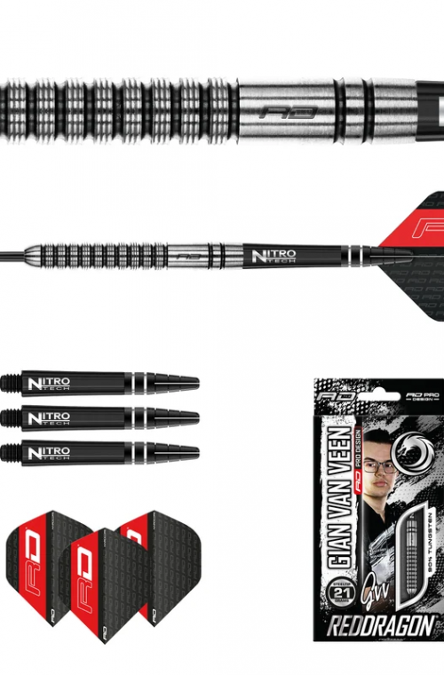 Red Dragon Gian Van Veen 90% Steel Tips Darts 21gr