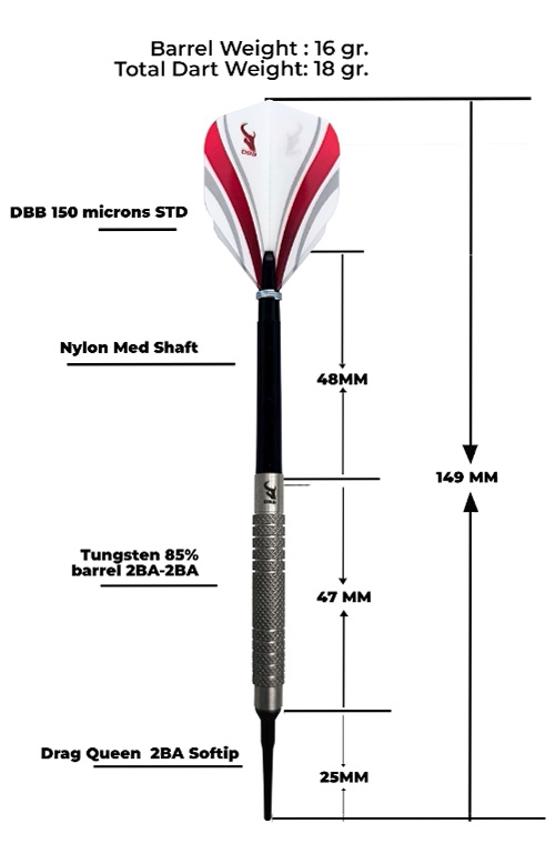 Standart A 85% tungsten Softip darts 18 gr.