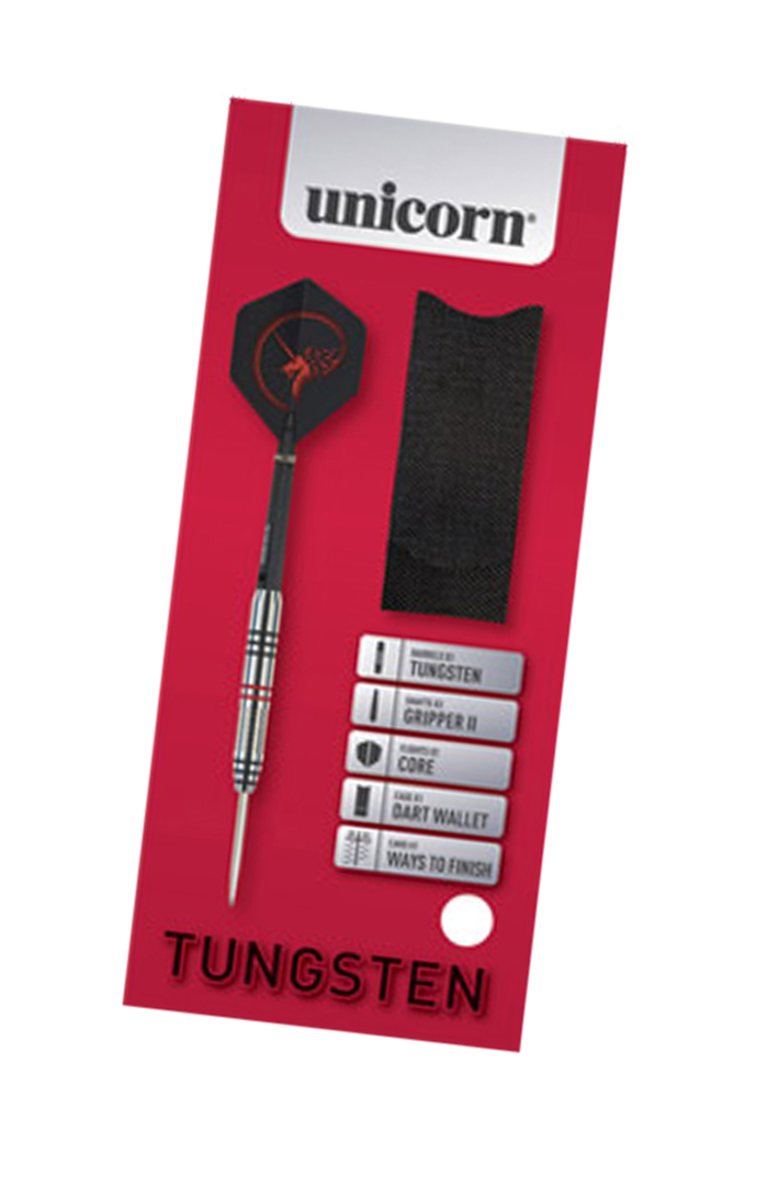 Fléchettes Unicorn S/T Core Plus - Barils Tungstène 60%, 19g, Ailettes Core Plus, Tiges Gripper 3 - Set De 3